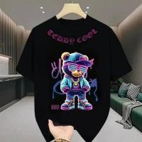 ราคา เสื้อยืดผู้ชายลายหมีเท็ดดี้ สไตล์ไซเบอร์พังค์ มีให้เลือกสีขาวและดำ สวมใส่ง่าย และทนทาน (40829334681)