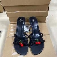 ราคา รองเท้าส้นสูงสีดำมีลูกปัดเชอร์รี่และสายคาด สำหรับฤดูร้อน (45408021144)