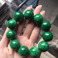 ราคา ธรรมชาติสร้อยข้อมือหยกสีเขียว หยกสร้อยข้อมือหยกมรกต14Mm (21089369168)