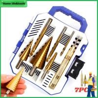 ราคา 7 Pcs of step drill woodworking pull slot saw drill center punch set set of triangular handle drill pagoda drill set (24660706092)