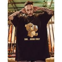 ราคา เสื้อยืดลายหมีเมา สไตล์ฮิปฮอป อเมริกัน ขนาดมีทั้งขาวและดำ ใส่สบาย ทนทาน และระบายอากาศได้ดี (55257584012)