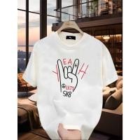 ราคา เสื้อยืดแขนสั้นผู้ชาย ลายป้ายไฟนีออนมือหิน เหมาะสำหรับกิจกรรมกลางแจ้งและสไตล์สตรีทแวร์ (54708790715)