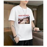 ราคา พร้อมจัดส่ง เสื้อยืดคอกลมผู้ชาย ลายชนบทย้อนยุค สีดำและขาว ใส่สบาย ระบายอากาศได้ดี (54107795701)