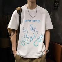 ราคา เสื้อยืดคอกลมผู้ชาย ลายเปลวไฟ อินเทรนด์ ใส่สบาย ระบายอากาศได้ดี เหมาะสำหรับสวมใส่วัน daily wear (51908000676)