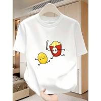 ราคา เสื้อยืดแขนสั้นผู้ชาย ลายการ์ตูนฝรั่ง fries chasing potato เหมาะสำหรับกิจกรรมกลางแจ้งและแฟชั่นลำลองในวันร้อน (54805044918)