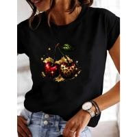 ราคา เสื้อยืดแขนสั้นพิมพ์ลายเสือดาวและกลิตเตอร์สีทอง เหมาะสำหรับกิจกรรมกลางแจ้งและสไตล์สตรีทแวร์ (49254789276)
