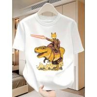 ราคา เสื้อแขนสั้นผู้ชาย Fox Warrior Riding Dinosaur เหมาะสำหรับกิจกรรมกลางแจ้งและสไตล์ลำลอง (47605087025)