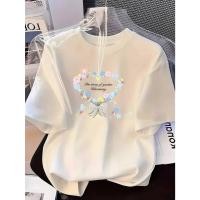 ราคา พวงมาลาหัวใจดอกไม้โบว์ เสื้อยืดแขนสั้นฤดูร้อน เหมาะสำหรับกิจกรรมกลางแจ้งและแฟชั่นลำลอง (40228126062)