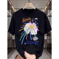ราคา เสื้อยืดแขนสั้นผู้หญิง พิมพ์ลายดอกไม้ไฟ ผ้าเนียนนุ่ม ระบายอากาศดี เหมาะสำหรับฤดูร้อน (45405852783)