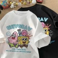 ราคา เสื้อยืดแขนสั้นเด็ก เสื้อยืดคอกลมฤดูร้อนลาย SpongeBob SquarePants ผ้าฝ้าย ไซส์หลวม ระบายอากาศดี t shirt (43361552387)