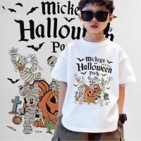 ราคา เสื้อยืดเด็กผ้าฝ้าย 100 พิมพ์ธีมฮาโลวีน Mickey Mouse Mummy แขนสั้น (49300121794)