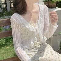 ราคา ฤดูร้อนเสื้อขนาดเล็กที่มีกระโปรงแขวนเสื้อแขนยาวด้านบนซูเปอร์นางฟ้าลูกไม้ด้านนอกคาร์ดิแกนผู้หญิงบางผ้าคลุมไหล่ (24542480629)