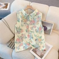 ราคา เสื้อชีฟองอารมณ์ดอกไม้ฝรั่งเศสผู้หญิงฤดูร้อนสไตล์ใหม่บางสไตล์หลวมแขนกุดที่ไม่มีสายหนังเสื้อชีฟองแฟชั่น (26378750270)