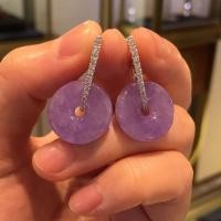 ราคา ต่างหูหยกพม่าสีม่วง ฝังด้วยเงินสเตอร์ลิงส925 งานฝังหยกด้วยความประณีต (53505056290)