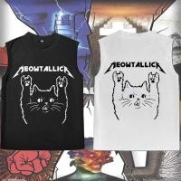 ราคา เสื้อกล้าม Meowtallica Rock Cat ลายแมวร็อคสุดน่ารัก สไตล์สตรีทเท่ๆ ผ้าฝ้าย100 สำหรับผู้ชายผู้หญิง S 3XL (50758151979)