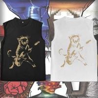 ราคา เสื้อหลังทาทริกาแมวมินิมอล ผ้าฝ้าย100 สีดำและสีขาว สําหรับทั้งชายหญิง ขนาดS 3XL เสื้อไม่มีแขนแฟชั่นถนน (51907150514)
