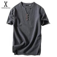 ราคา YIPINYOUYOU เสื้อยืดลําลอง ผ้าลินิน ทรงหลวม ระบายอากาศได้ดี สวมใส่สบาย สําหรับผู้ชาย (25670144707)