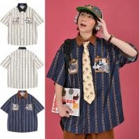 ราคา ยี่ปินยูยู ใหม่เสื้อแขนสั้นญี่ปุ่นย้อนยุคแนวตั้งลายการ์ตูนปักลายสไตล์เป็นกลาง (28036201390)