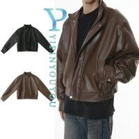 ราคา Yipinyoou เสื้อแจ็คเก็ตหนังผู้ชายอเมริกันย้อนยุคหลวมสบายๆหนัง PU Maillard เสื้อแจ็คเก็ตหนังแบรนด์อินเทรนด์ (26917463843)