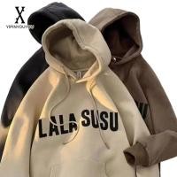 ราคา Yipinyouyou เสื้อกันหนาว มีฮู้ด ผ้ากํามะหยี่ พิมพ์ลายตัวอักษร สไตล์ญี่ปุ่น ฮาราจูกุ ย้อนยุค แฟชั่นสําหรับผู้ชาย และผู้หญิง (25452461732)