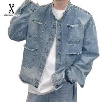 ราคา YIPINYOUYOU เสื้อแจ็คเก็ตยีนส์ผู้ชาย สไตล์ฮ่องกง แนวสตรีท ย้อนยุค เสื้อแจ็คเก็ตยีนส์ลำลอง แขนยาว ใส่ได้ทั้งผู้ชายและผู้หญิง (23949910946)