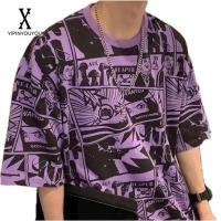 ราคา YIPINYOUYOU เสื้อยืดคอกลมแฟชั่นสไตล์ฮ่องกงใหม่สำหรับผู้ชายแขนสั้นเสื้อยืดพิมพ์ลายเมืองสไตล์ญี่ปุ่น (21279416755)