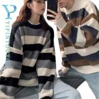 ราคา YIPINYOUYOU เสื้อสเวตเตอร์ผู้ชายแฟชั่นญี่ปุ่น คอกลม ลายทาง ใส่ได้ทั้งผู้ชายและผู้หญิง (20691484467)