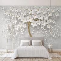 ราคา วอลเปเปอร์ติดผนัง ลายดอกไม้ ต้นไม้ 3D สีขาว สําหรับตกแต่งบ้าน ห้องนอน ห้องนั่งเล่น (14454226937)