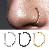 ราคา ห่วงจมูก ไม่ต้องเจาะ Nose Ring Without Hole D Shaped Nose Ring Vacuum Plating 1 ชิ้น (49251534219)