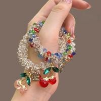 ราคา เครื่องประดับผมหางม้าที่เรียบง่ายถักสีชมพูเชอร์รี่เชือกผมคริสตัลยางรัดผูกผม (50202013650)