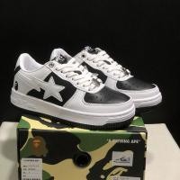 ราคา Bape Sta รองเท้าบอร์ดลําลองตัดต่ําที่ทนต่อการสึกหรอและสะดวกสบาย สีขาวสีดํา II (56154146352)