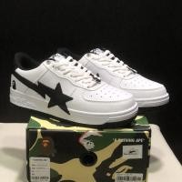 ราคา Bape Sta รองเท้าบอร์ดลําลองตัดต่ําที่ทนต่อการสึกหรอและสะดวกสบาย สีขาวสีดํา III (56654284703)