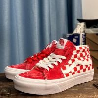 ราคา Vans SK8 Hi กระดานหมากรุกสีแดงรองเท้าบอร์ดลําลองคุณภาพสูง (42379204723)