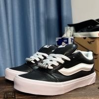 ราคา Vans Knu Skool หนังสีดํามุกตกแต่งรองเท้าบอร์ดลําลองตัดต่ํา (54056413446)