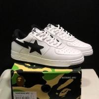 ราคา Bape Sta รองเท้าบอร์ดลําลองตัดต่ําที่ทนต่อการสึกหรอและสะดวกสบาย สีขาวสีดํา (48753832575)