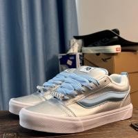 ราคา Vans Knu Skool Blue Silver Low cut Casual Board Shoes (41578886115)