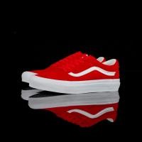 ราคา Vans LX Old Skool รองเท้าบอร์ดลําลองตัดต่ําสีแดงและสีขาว (55356027822)