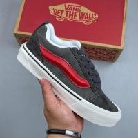 ราคา Vans Knu Skool สีเทาแถบแดงรองเท้าลําลองตัดต่ํา (56757823902)