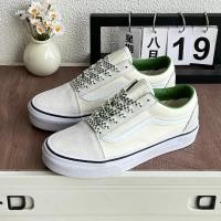 ราคา Vans Premium Old Skool รองเท้าบอร์ดลําลองตัดต่ําสีขาวและเขียว (45154723246)
