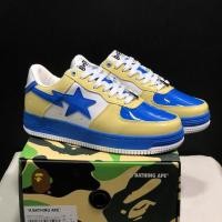 ราคา Bape Sta รองเท้าบอร์ดลําลองตัดต่ําที่ทนต่อการสึกหรอและสะดวกสบาย เหลือง ขาว น้ําเงิน (57703577277)