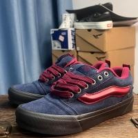 ราคา Vans Knu Skool รองเท้าบอร์ดลําลองตัดต่ําสีน้ําเงินและสีแดง (42178683672)
