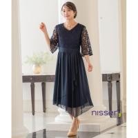 ราคา จัดส่งจากประเทศญี่ปุ่น Nissen ชุดเดรสออกงาน ชุดไปงานแต่งงาน เดรสลูกไม้สุดหรู สไตล์ญี่ปุ่น คอวีพรางหุ่น ชายกระโปรงไม่เท่ากัน มีไซส์ใหญ่ถึง 5XL ใส่สบาย เหมาะสำหรับปาร์ตี้ งานเลี้ยง อีเว้นท์พิเศษ โปรโมชั