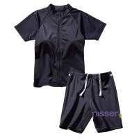 ราคา จัดส่งจากประเทศญี่ปุ่น Nissen ชุดว่ายน้ำนักเรียนแขนสั้นแยกชิ้น ป้องกันรังสียูวีเต็มตัว มีกระดุมกันเสื้อว่ายน้ำม้วนขึ้น พร้อมป้ายชื่อและช่องติดเบอร์ มีซับใน ถอดคัพได้ สำหรับไซส์ 150 ซม ขึ้นไป ใส่สบาย ซ