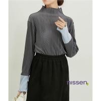 ราคา Direct from Japan Nissen เสื้อพลีทผู้หญิง คอตั้งระบาย แขนยาวทูโทน สไตล์ญี่ปุ่น ผ้าซาตินยืดหยุ่น ทรงหลวม ใส่สบาย เสื้อแฟชั่น Nissen ฤดูใบไม้ร่วง (41126018480)