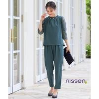 ราคา จัดส่งจากประเทศญี่ปุ่น Nissen ชุดกางเกงเดรสออกงาน ชุดเซ็ตเสื้อลูกไม้คอไข่มุก กางเกงทรงสอบ ดีไซน์หรูหรา สง่างาม เหมาะสำหรับงานแต่ง งานเลี้ยง มีไซส์ใหญ่พิเศษ ปกปิดต้นแขน ใส่สบายสไตล์แฟชั่นญี่ปุ่นคุณภาพพ