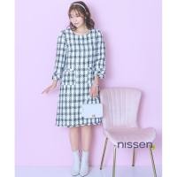 ราคา จัดส่งจากประเทศญี่ปุ่น Nissen เดรสผ้าทวีตลายตารางไซส์ใหญ่ พลัสไซส์ สไตล์ญี่ปุ่น ทรง A Line สวยหรู กระเป๋าประดับเพชรน่ารัก แขนสามส่วน ใส่สบาย ดูผอมเพรียว พรางหุ่น เหมาะสำหรับสาวอวบ ออกงาน ทำงาน เที่ยว 