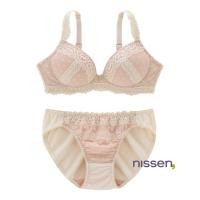 ราคา จัดส่งจากประเทศญี่ปุ่น Nissen บราไร้โครงยกกระชับหน้าอกสวยพร้อมกางเกงในเข้าชุด ดีไซน์ลายจุดลูกไม้น่ารัก สไตล์ญี่ปุ่น ใส่สบาย ไร้โครง ฟองน้ำถอดได้ มีโครงด้านข้าง เก็บกระชับทรงสวย สำหรับผู้หญิง โปรโมชั่น
