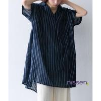 ราคา จัดส่งจากประเทศญี่ปุ่น Nissen เดรสลายทางหลายสี คอปกสกิปเปอร์ ทรงหลวม ผ้าโปร่งเบาใส่สบาย ไม่ร้อน ระบายอากาศดี ดีไซน์สวยเก๋ สไตล์ญี่ปุ่น แขนเสื้อพับเก็บดูมีสไตล์ ชายเสื้อหน้าสั้นหลังยาวช่วยพรางหุ่นและเพ