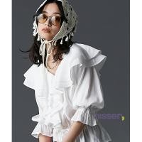 ราคา จัดส่งจากประเทศญี่ปุ่น Nissen เสื้อเบลาส์ระบายทรงหลวมสไตล์ญี่ปุ่น สวยหวาน น่ารัก โดดเด่นด้วยระบายฟูฟ่องรอบคอและหน้าอก แขนพองพรางต้นแขนสบายตัว มีเชือกรูดเอวปรับได้ เหมาะกับสาวพลัสไซส์ ซักเครื่องได้ ใส่