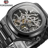 ราคา FORSINING Designer นาฬิกาผู้ชายหรูหราสแตนเลสโครงกระดูกนาฬิกากลไกการเคลื่อนไหวอัตโนมัติทหาร Clockwork (51658380478)